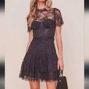 ASTR Black Lace Bustier Mini Dress